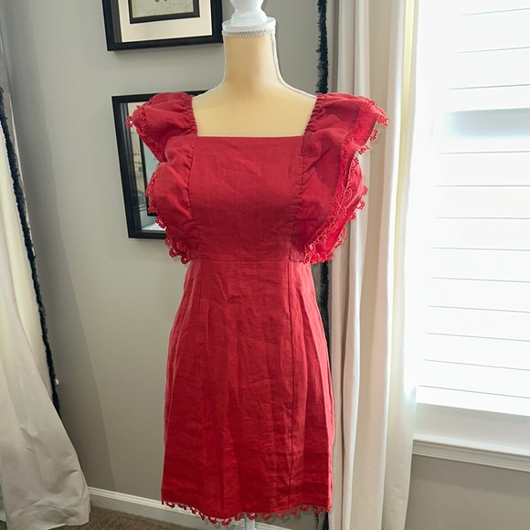 NWT - FARM Rio Red Ruched Mini Sundress - Picture 6 of 7